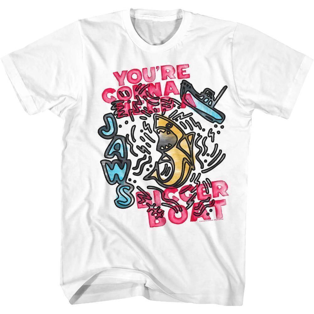 Bigger Sketch Jaws T Shirt Shark Attack Movie Graphic Fan Gift Tee 05